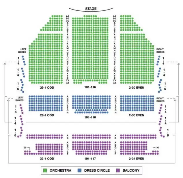 detailed visualization of the lyric theatre's seating layout